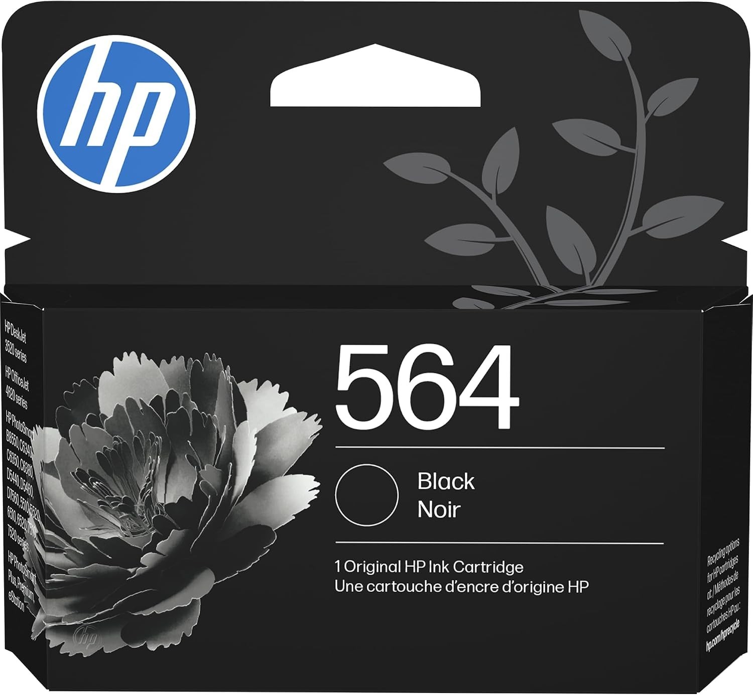 HP 564 Black Original Ink Cartridge, ~250 pages, CB316WN#140