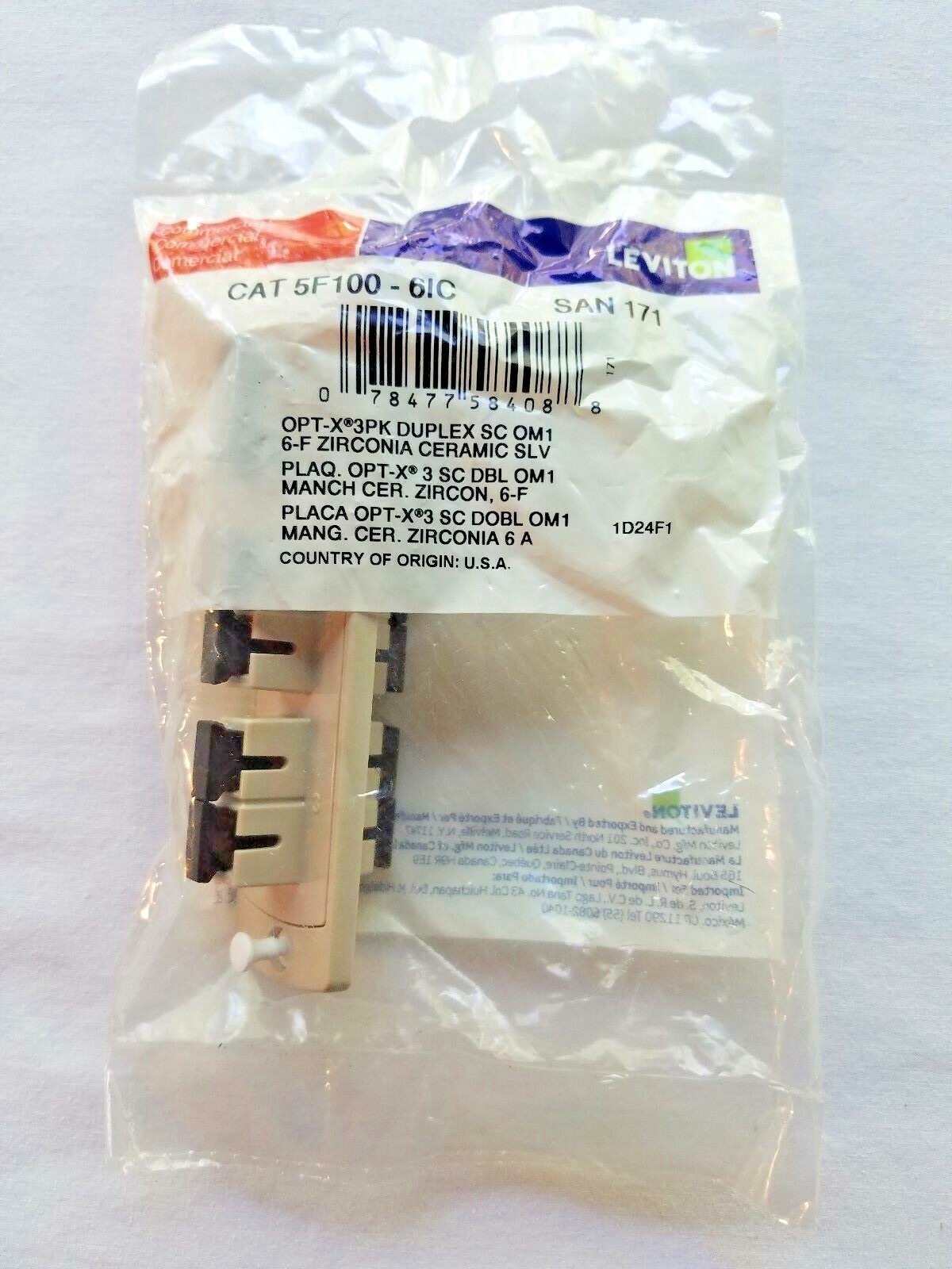 5F100-6IC LEVITON SC Opt-X Precision Molded Plate Beige 62.5 - 6 Fiber