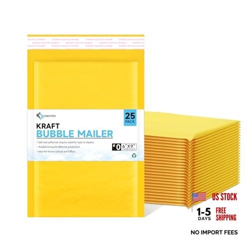 Kraft Paper Bubble Mailers #0, 6x10 Inch Self-Seal Padded Mailing 6" x 9" 25