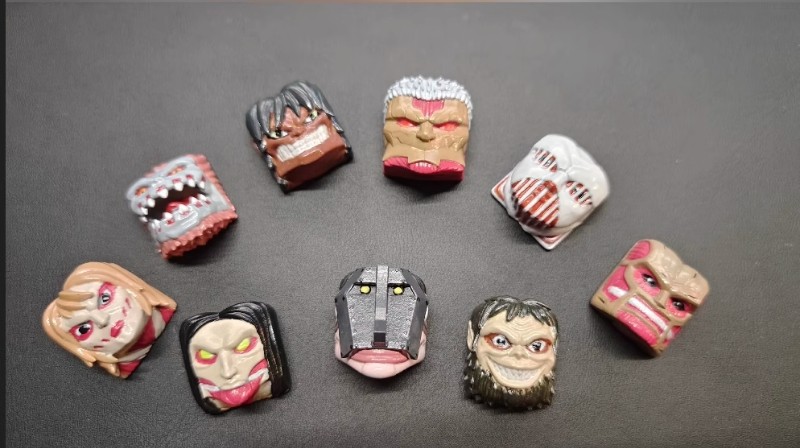 Attack On Titan Keycaps Complete Set of 9 Keycaps Creative Keyboard Cap Toy Gift