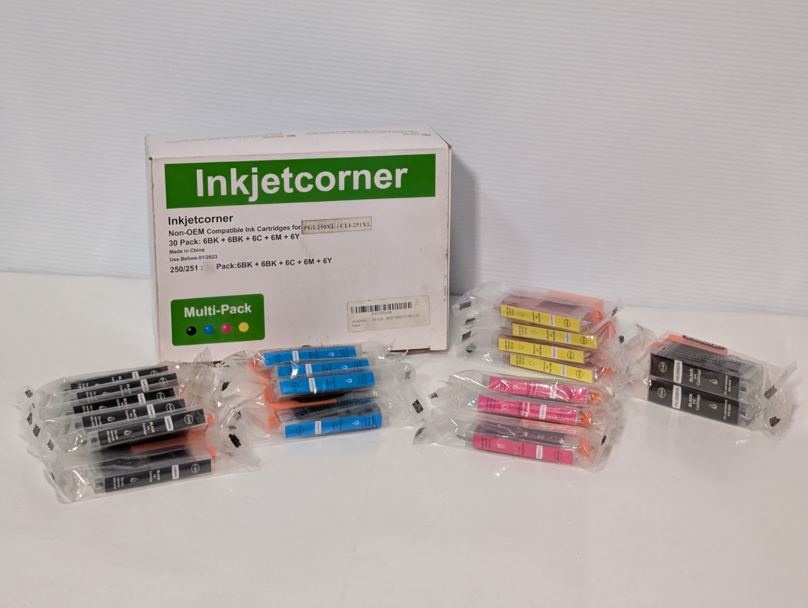 Lot of 19 Ink Jet Corner Non-OEM PGI-250XL/CLI-251XL Compatible Ink Cartridges