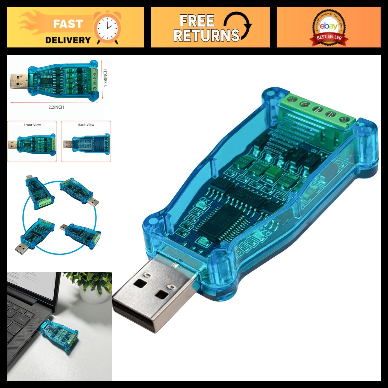 USB to RS485 RS422 Converter FTDI FT232R Chip Modbus Compatible Adapter