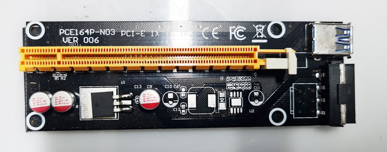 PCI-E Riser Card 1X to 16X Powered  USB 3.0  GPU MODEL: PCE164P-N03 Ver 006
