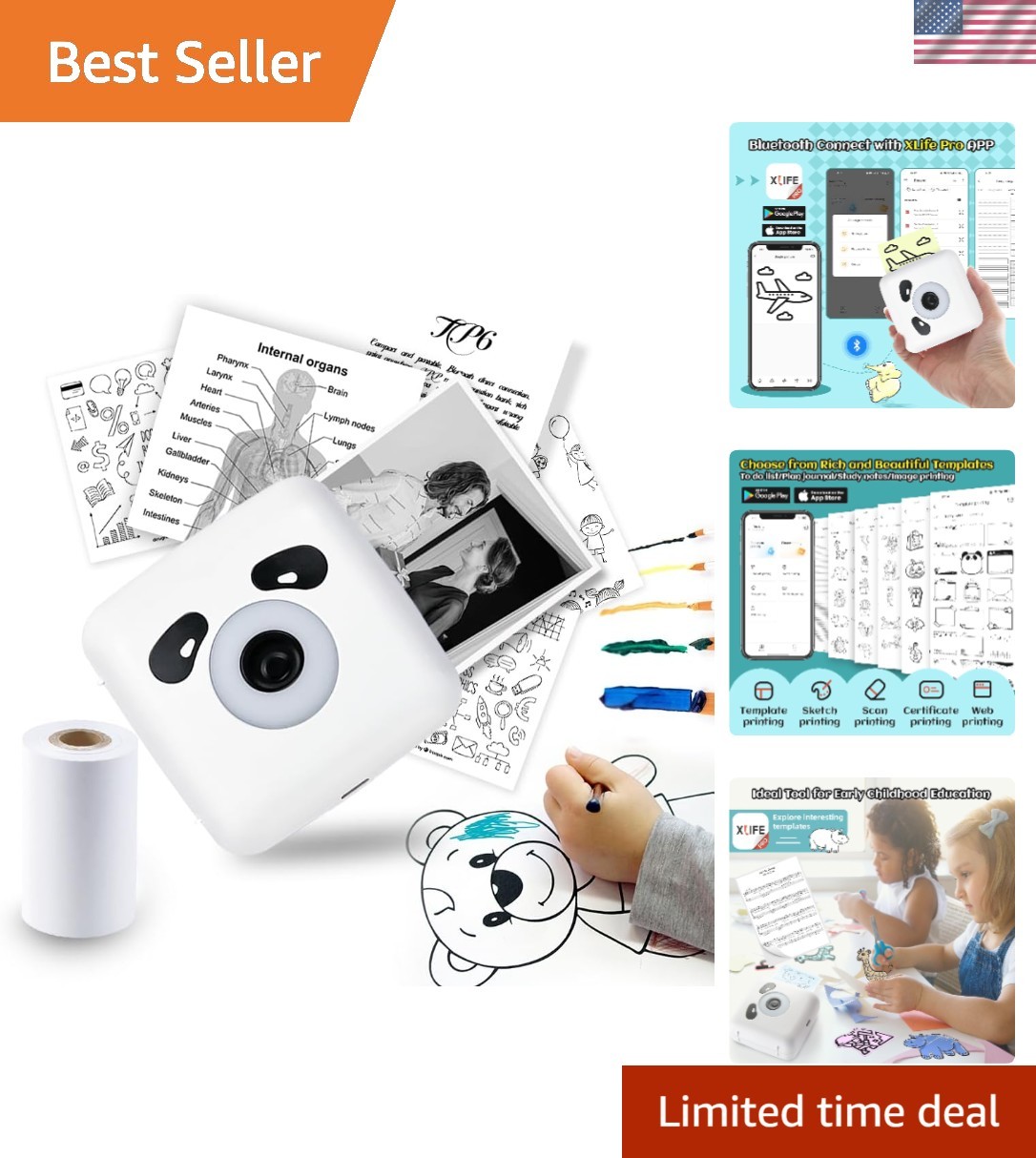 Bluetooth Mini Sticker Printer - Thermal Printing with No Ink for Photos & Notes