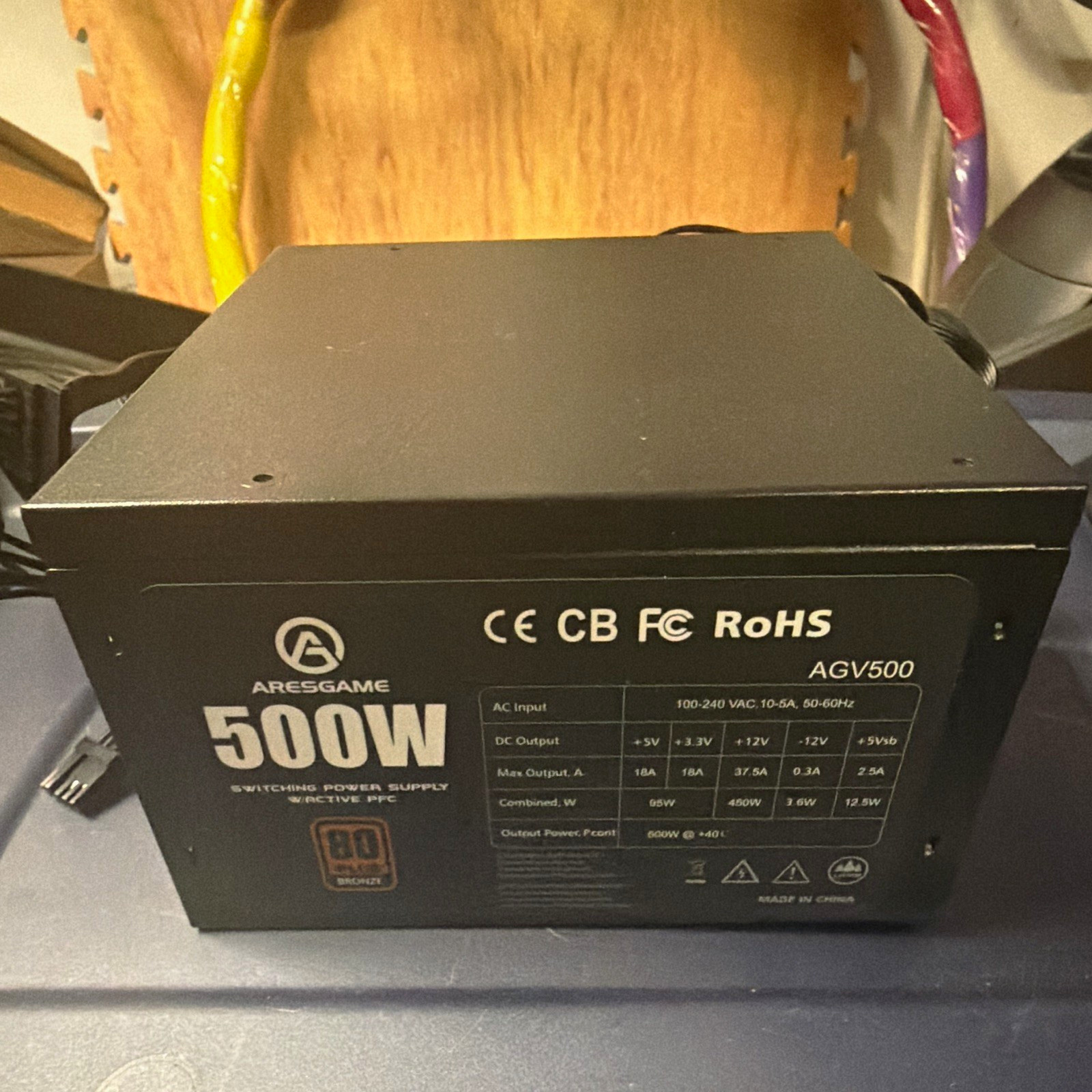 ARESGAME AGV500 500W ATX 80 PLUS Bronze PSU 24-Pin SATA 100-240V