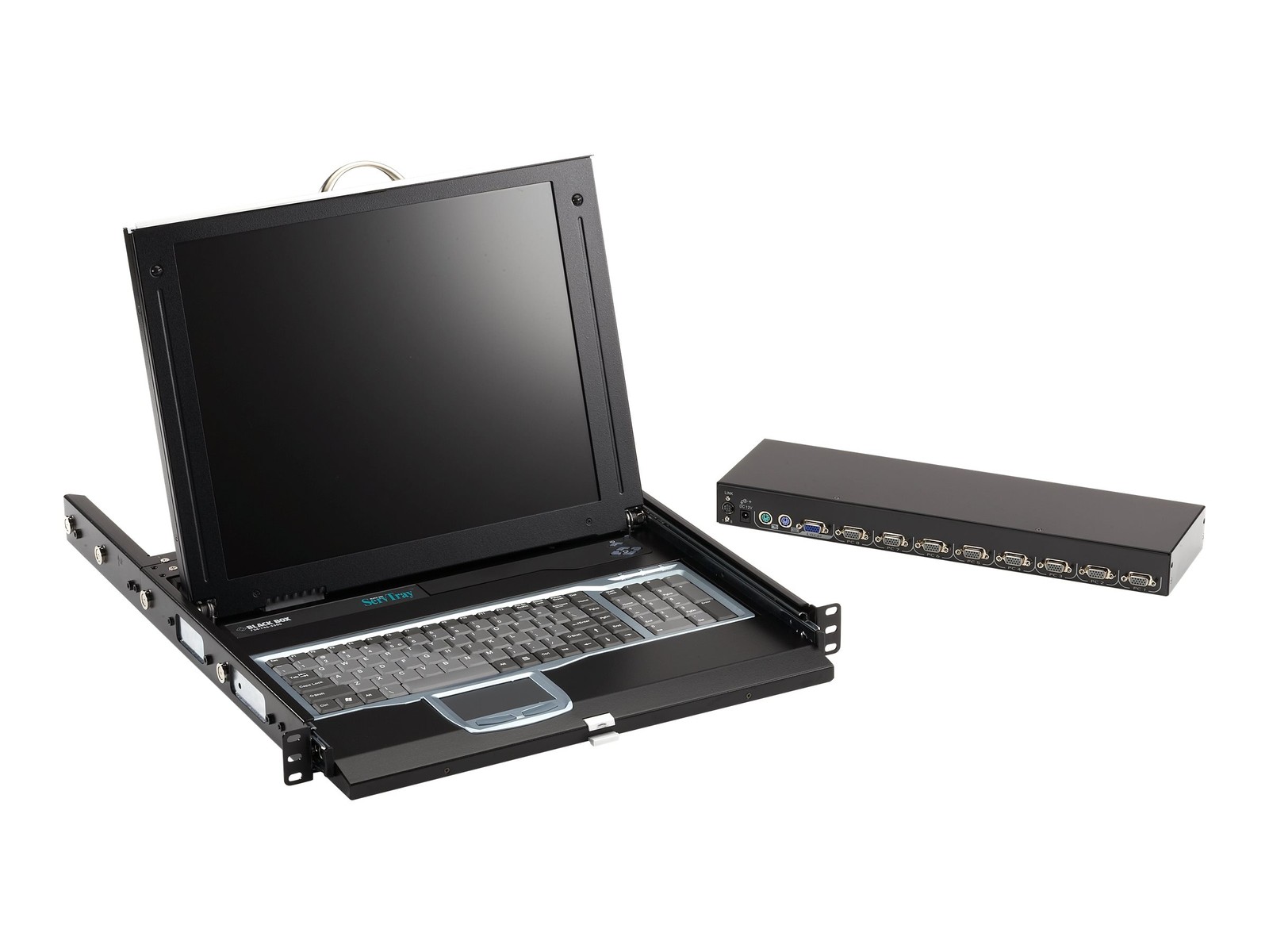 Black Box ServTray KVT417A-R2 1U LCD Console Tray 8x VGA KVM Switch 724-746-5500