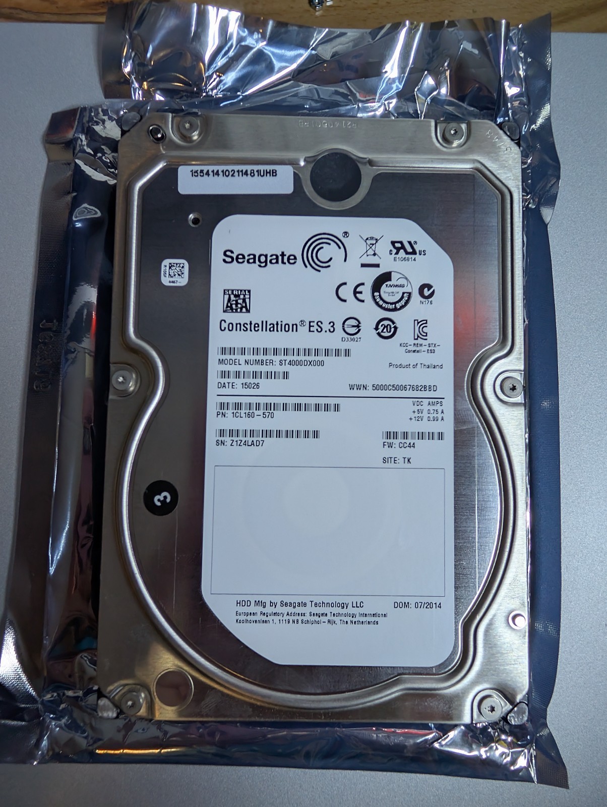 Seagate Constellation CS.S 4TB SATA ST4000DX000  3.9k Hrs/FW:CC44 /100% Health 