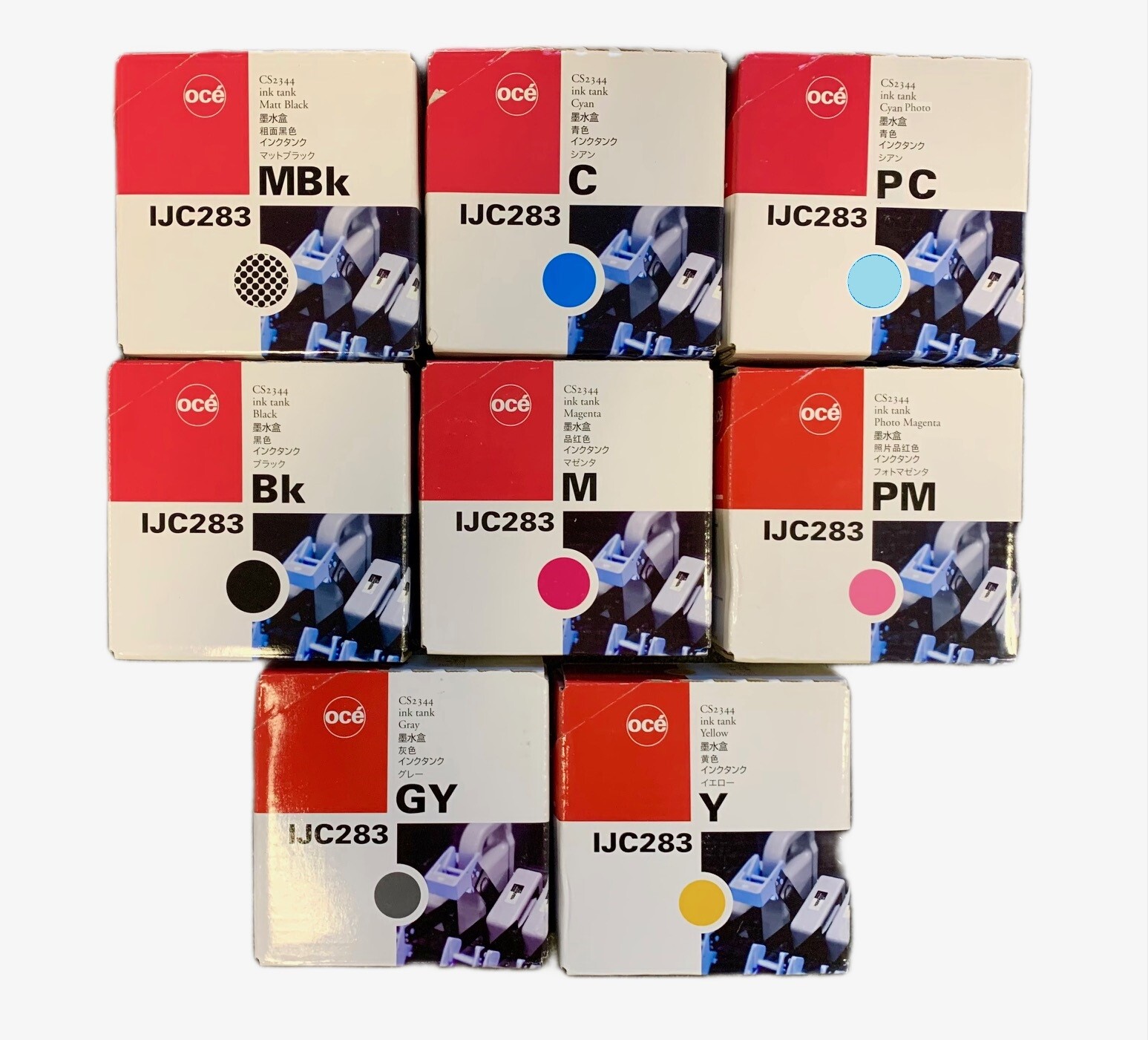 8 x Genuine Ink Océ Oce CS-2344 / IJC-283 MBK BK GY C M Y LC LM Ink Cartridge
