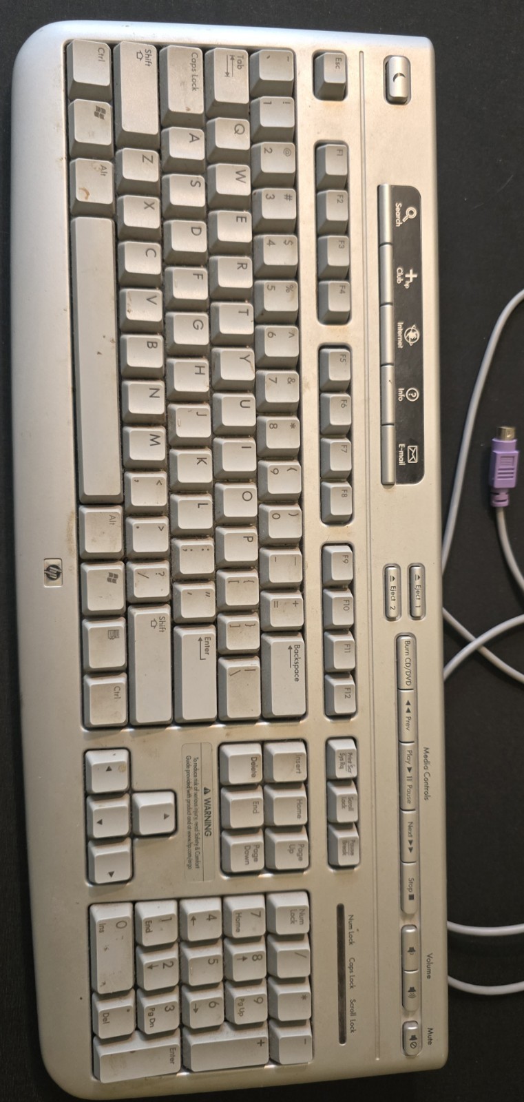 HP Multimedia PS/2 Keyboard Model 5187 Multimedia Vintage Tested  Used