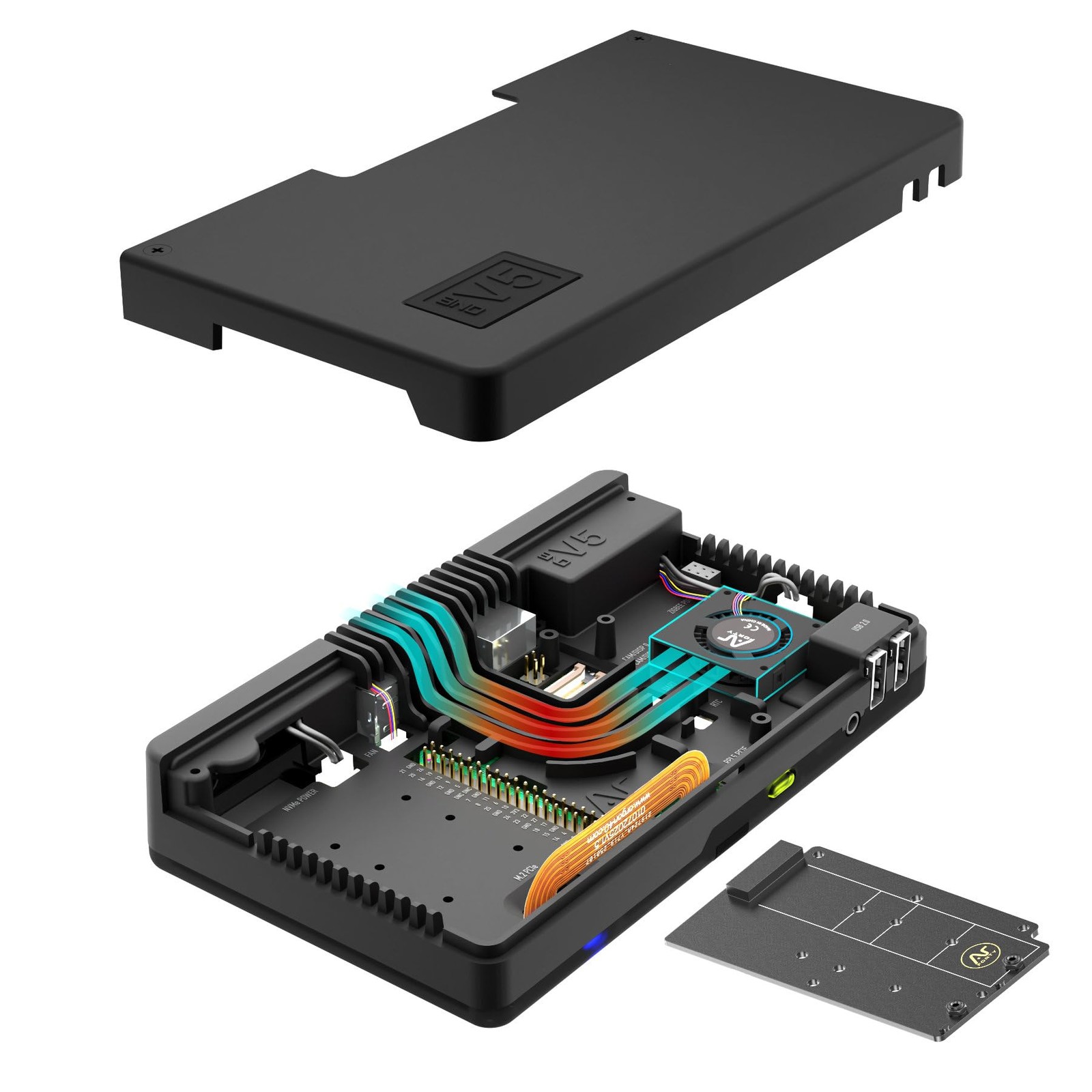 Argon ONE V5 M.2 NVMe Case for Raspberry Pi 5 - Dual HDMI, DAC, Cooling