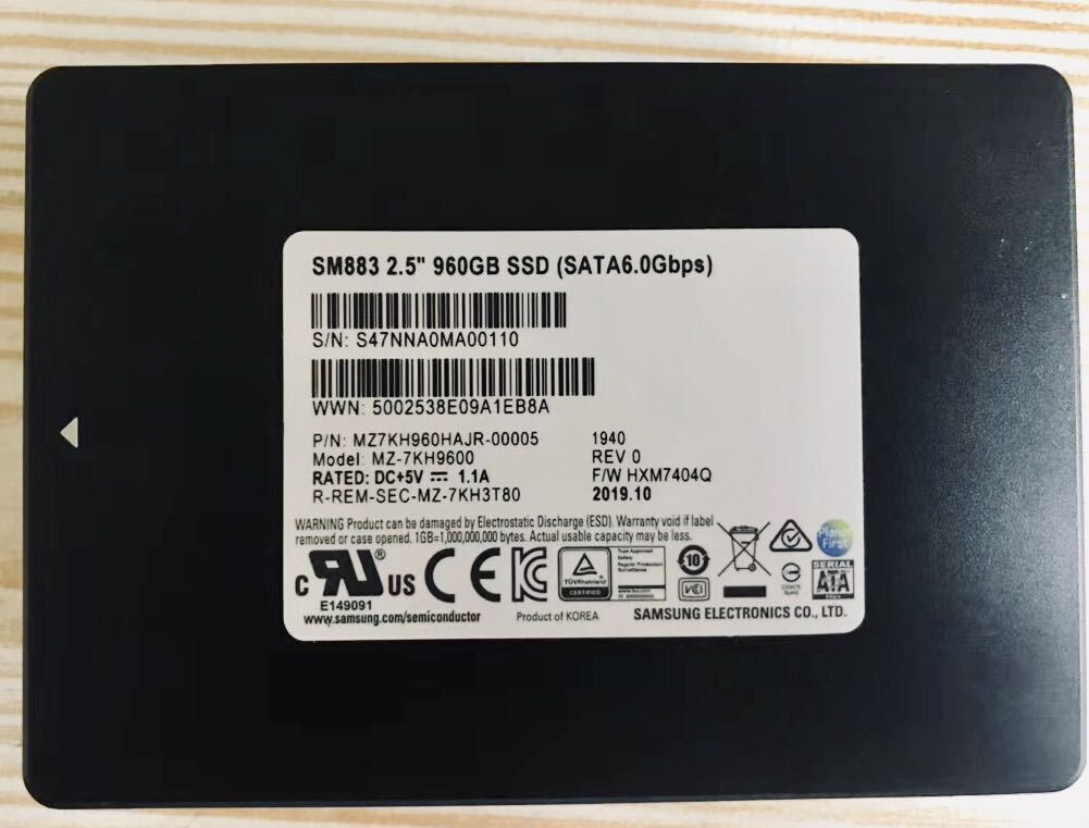 960GB Samsung SSD SM883 2.5 R-REM-SCE-MZ-7KH9600 SATA6.0Gbps MZ7KH960HAJR-00005