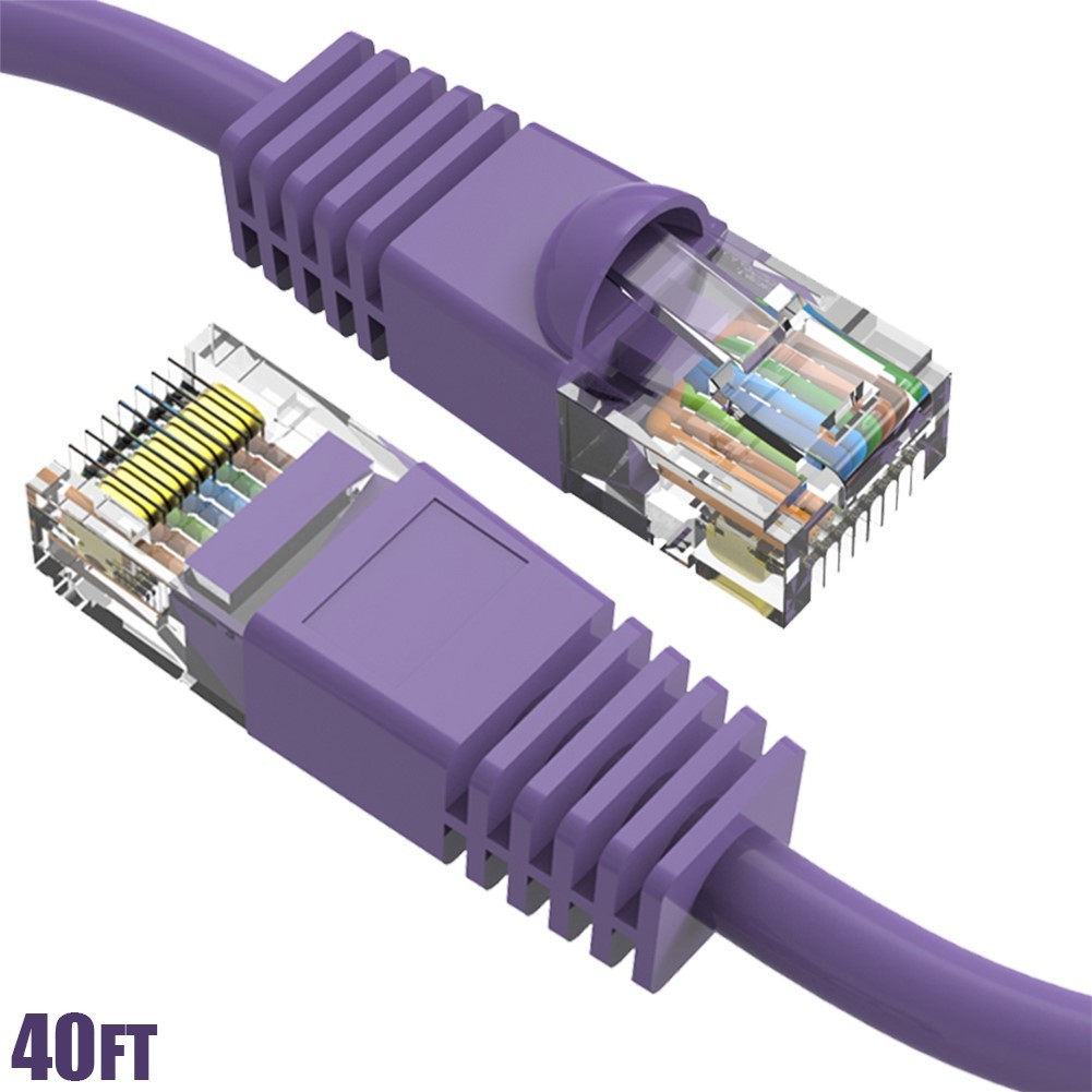 40FT Cat6 RJ45 Network LAN Ethernet Patch Cable UTP Copper Wire Snagless Purple