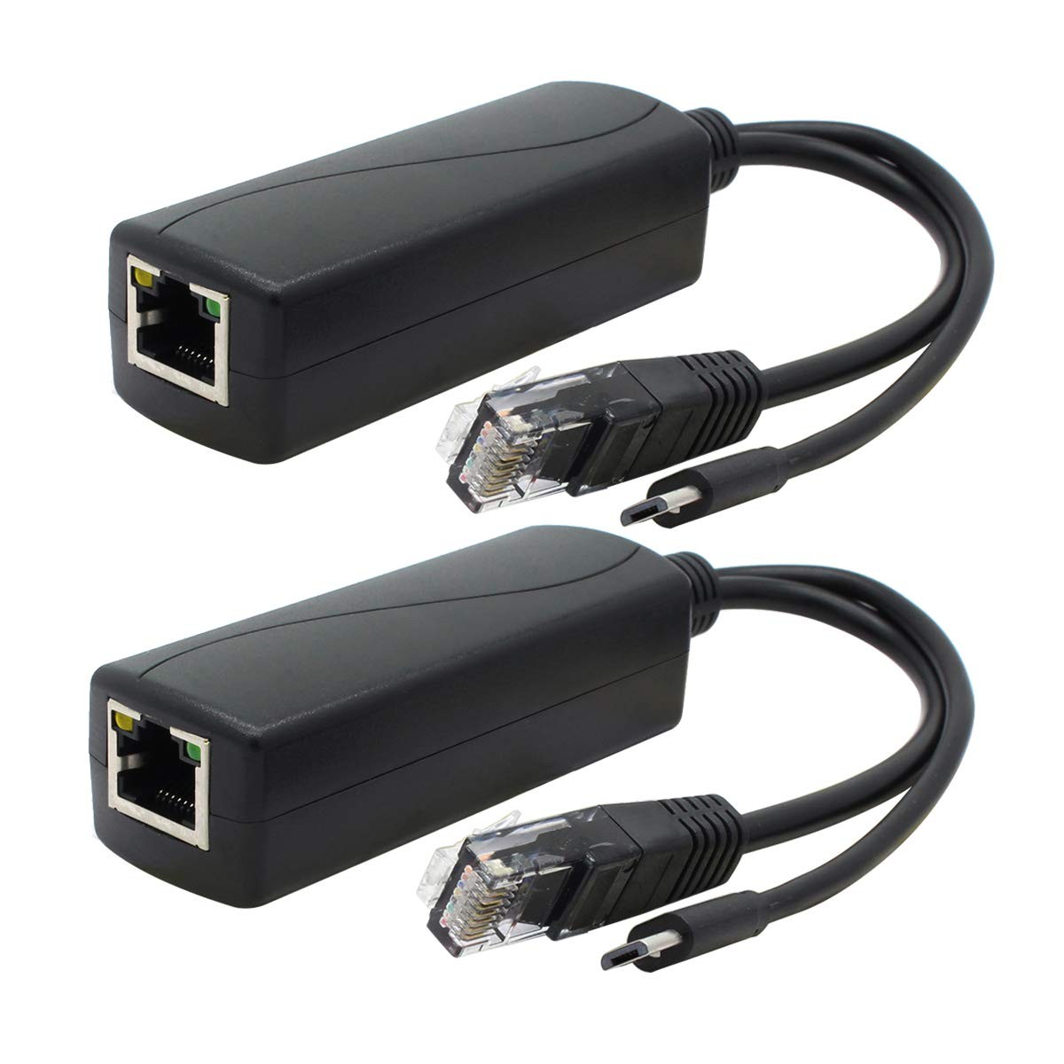 2 PCS Gigabit PoE Splitter 48V To 5V 2.4A Micro USB Ethernet Adapter Pi 3B+