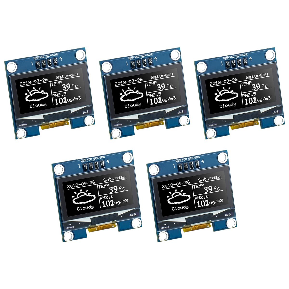 5 Pcs 1.3 Inch IIC I2C OLED Display Module 128x64 Pixel SH1106 Screen Module ...