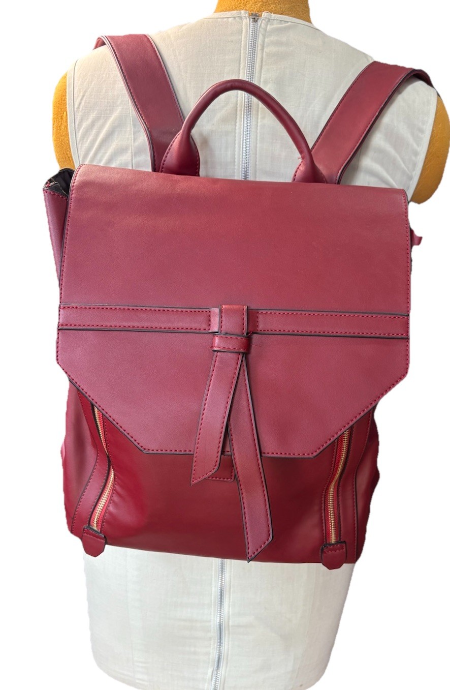 Estarer Vegan Leather Backpack Burgundy Red Fits 15.6" Laptop