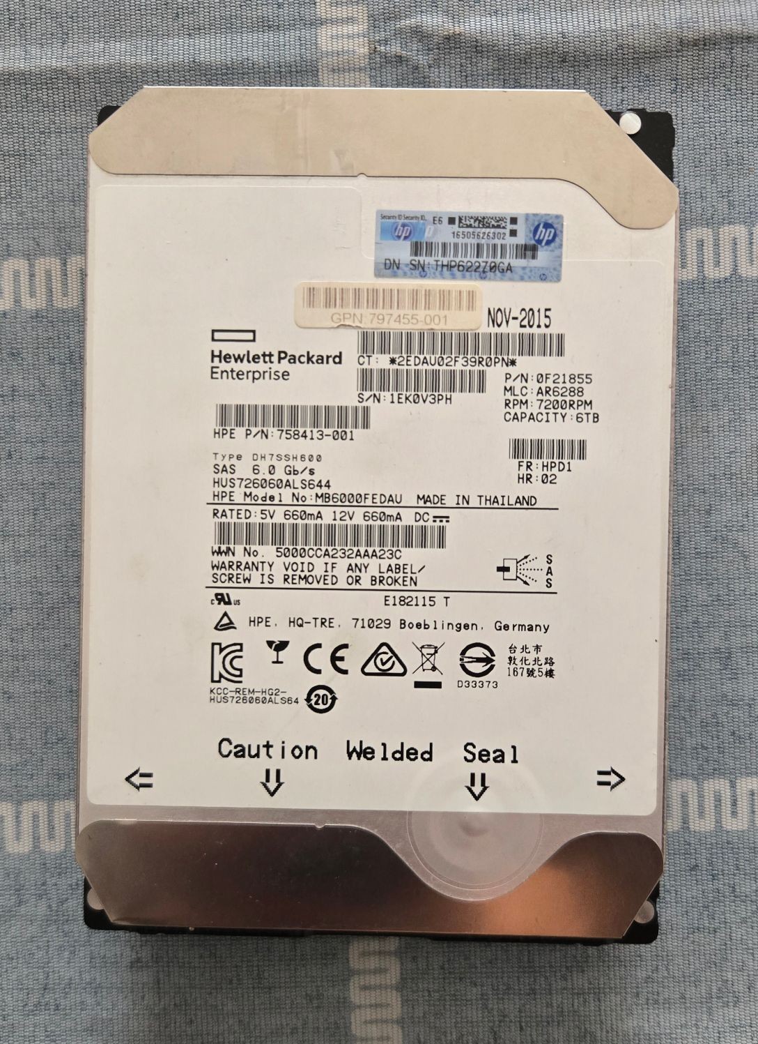 761477-B21 HP 6TB SAS 7.2K 6Gbps 3.5" SC MDL HDD 761497-001 / 758413-001