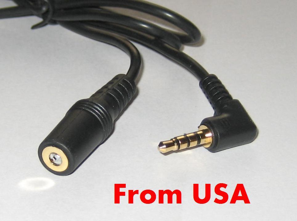 6 ft 4-Pole 3.5mm Male Right Angle to 3.5mm Female Stereo Headphone Audio Cable