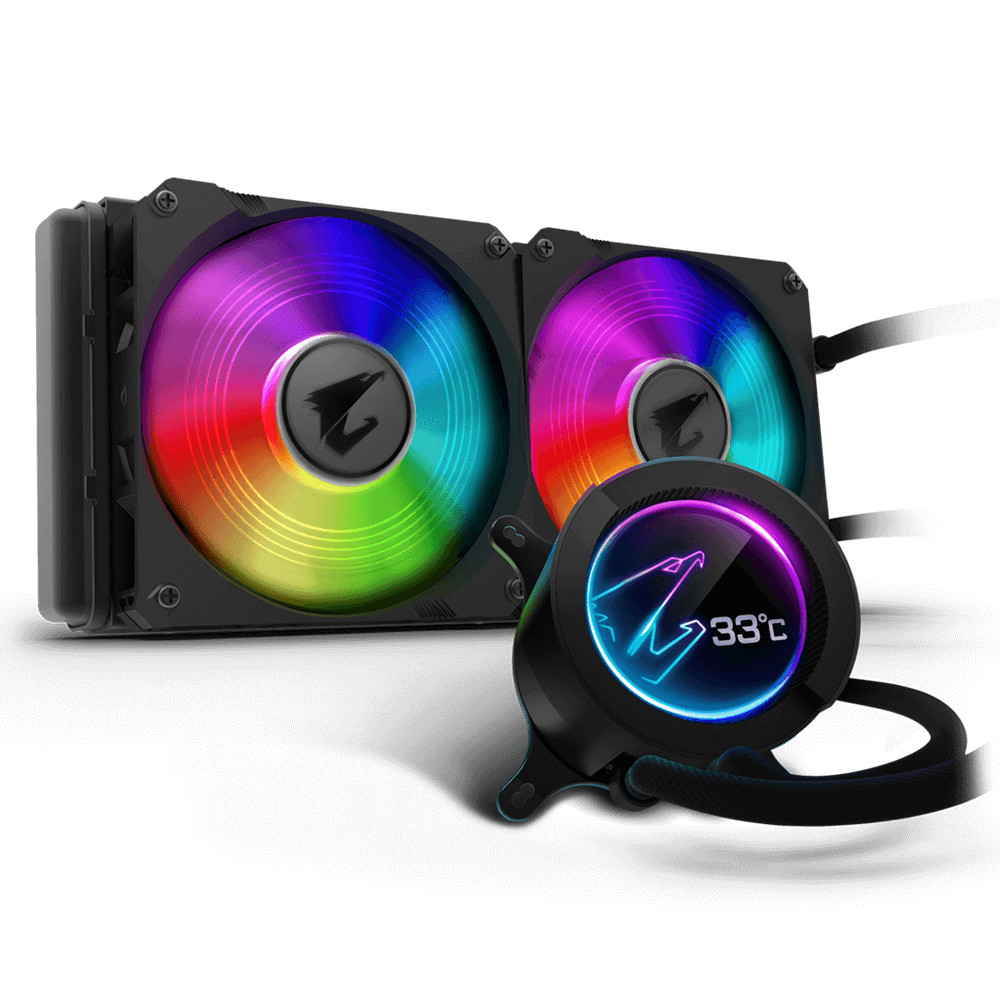 Gigabyte Aorus Liquid Cooler 280 Circular LCD Display Dual 140mm ARGB Fans