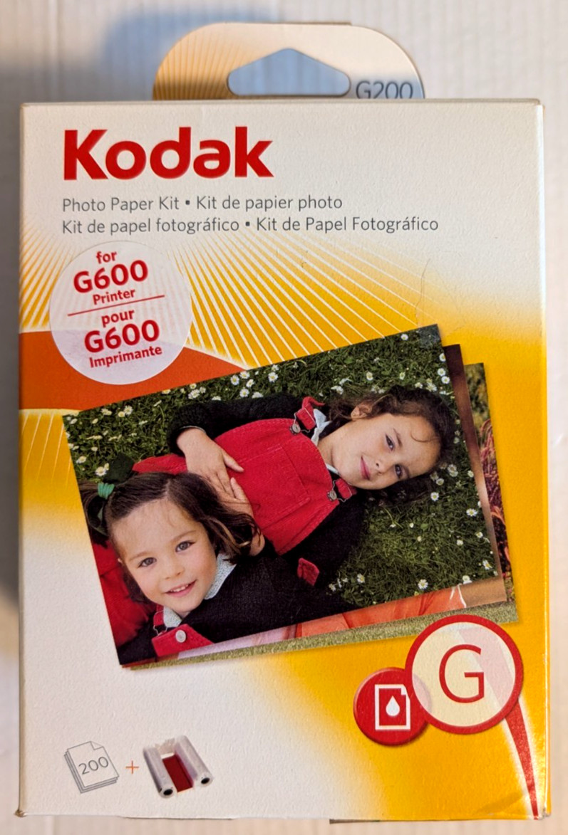 Kodak G200 Photo Paper Kit for G600 Printer - 200 Sheets & 2 Color Cartridges