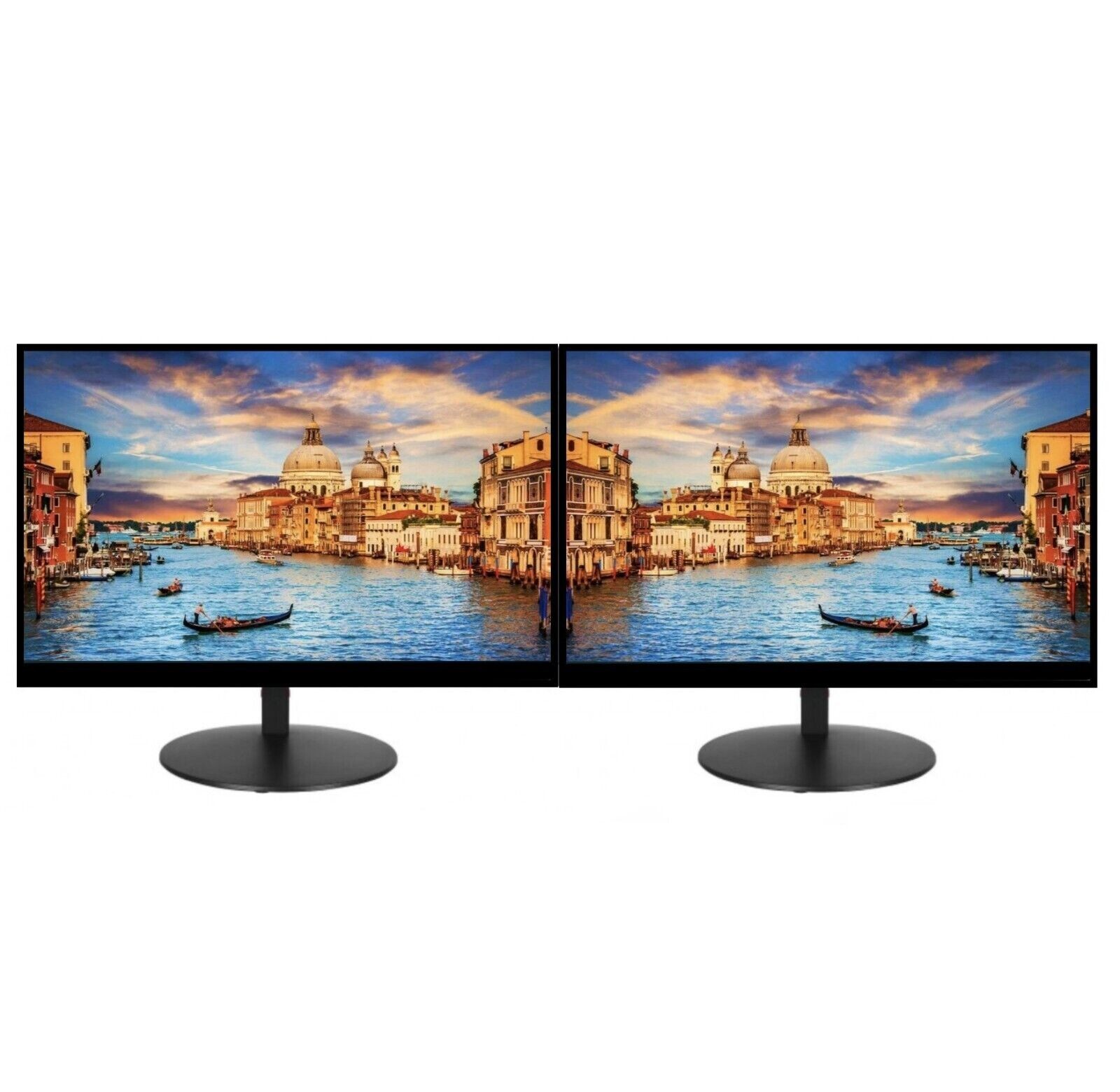 2 x 22" HP Dell 1080p Matching LCD Widescreen Monitors Office w/Stand VGA Cable