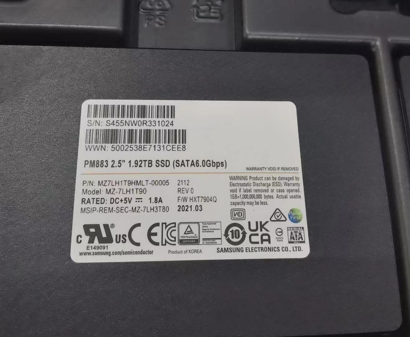 1.92TB Samsung SSD PM883 2.5\
