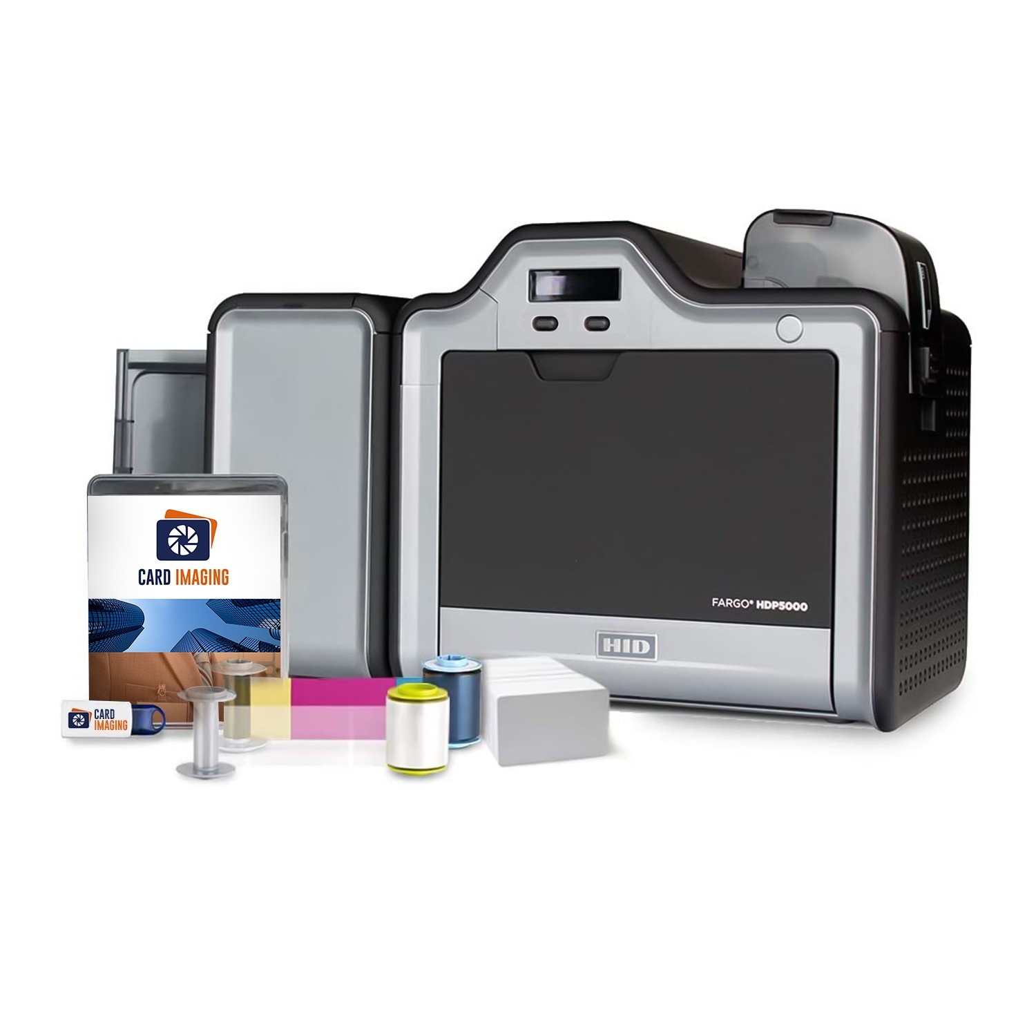 Fargo HDP5000 Dual Side ID Card Printer & Supplies  (100-Day Warranty)