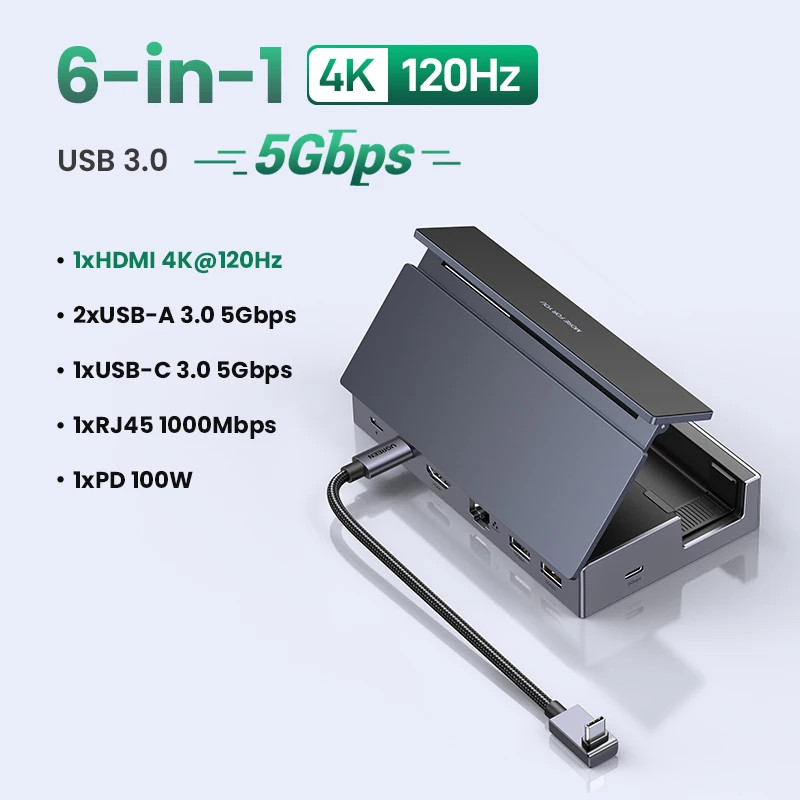 UGREEN 4K120Hz USB C Hub Steam Deck Expansion Dock 6-in-1