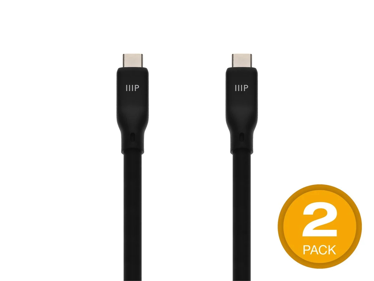 Monoprice USB4 Gen 2 Silicone Cable 6ft Black - 2 Pack