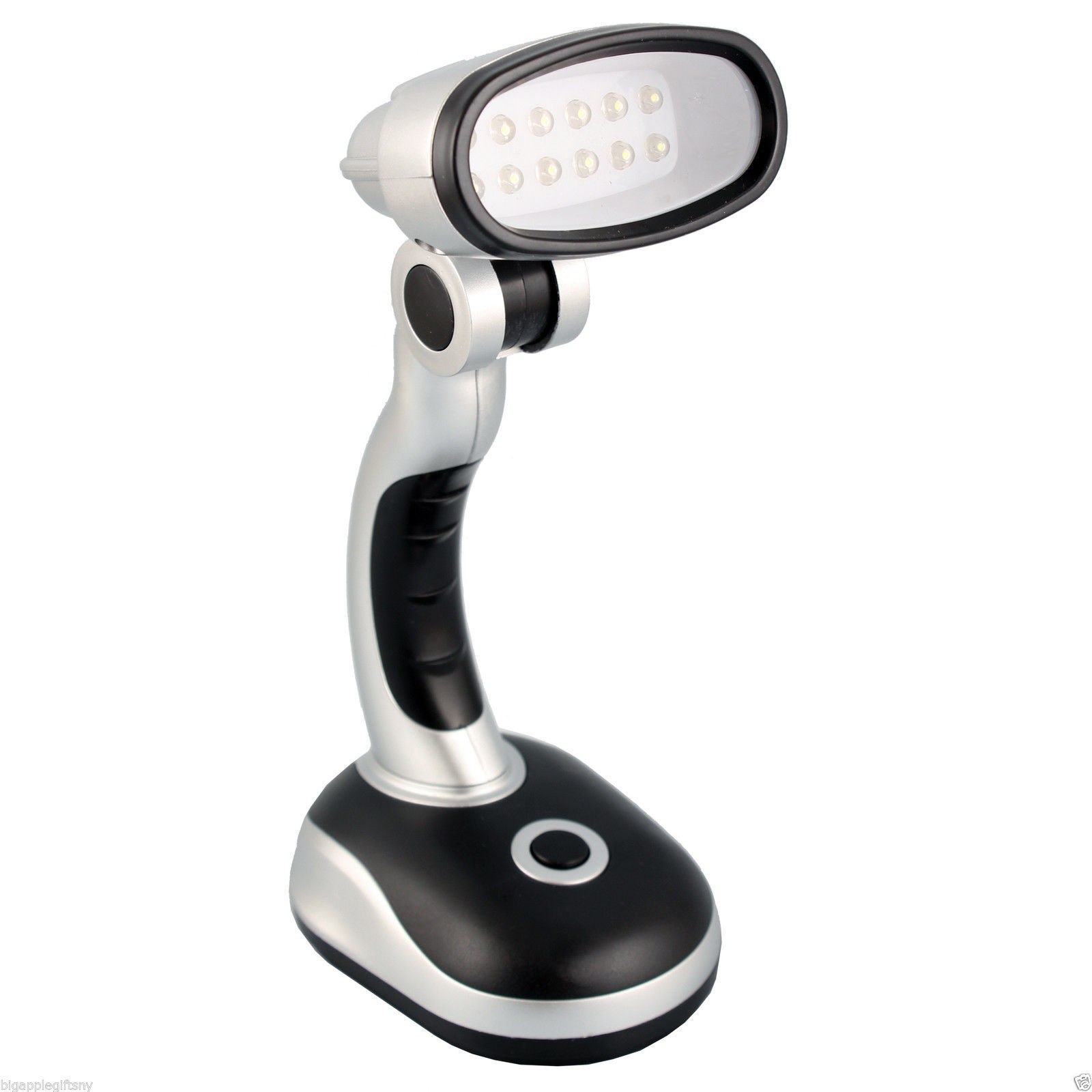 12 LED Bulb Compact Desk Lamp Black Silver USB Cable - Batteries not included 8"