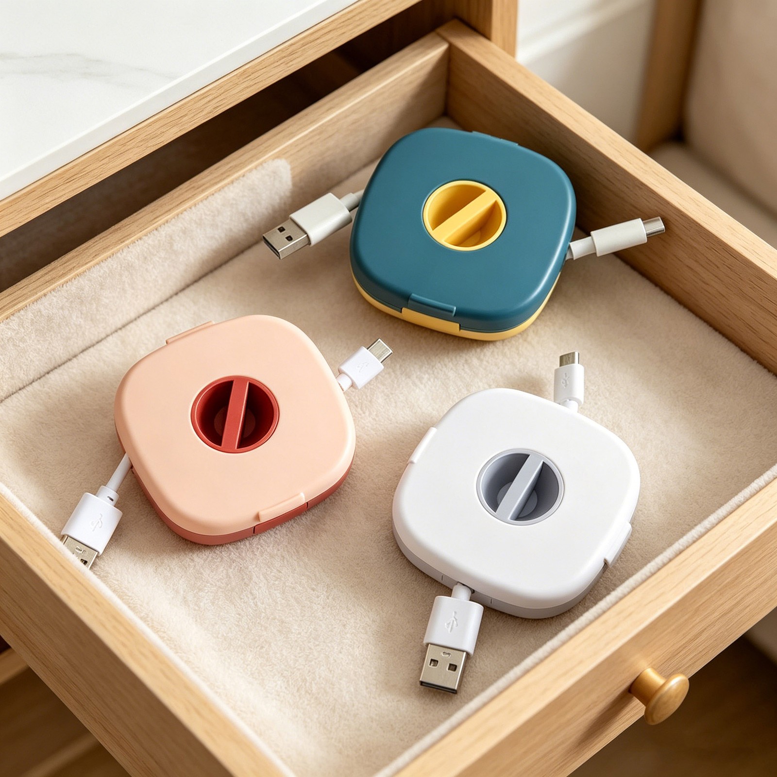 3PCS Retractable Cable Management – Cord Organizer 3 Colors for Home Office