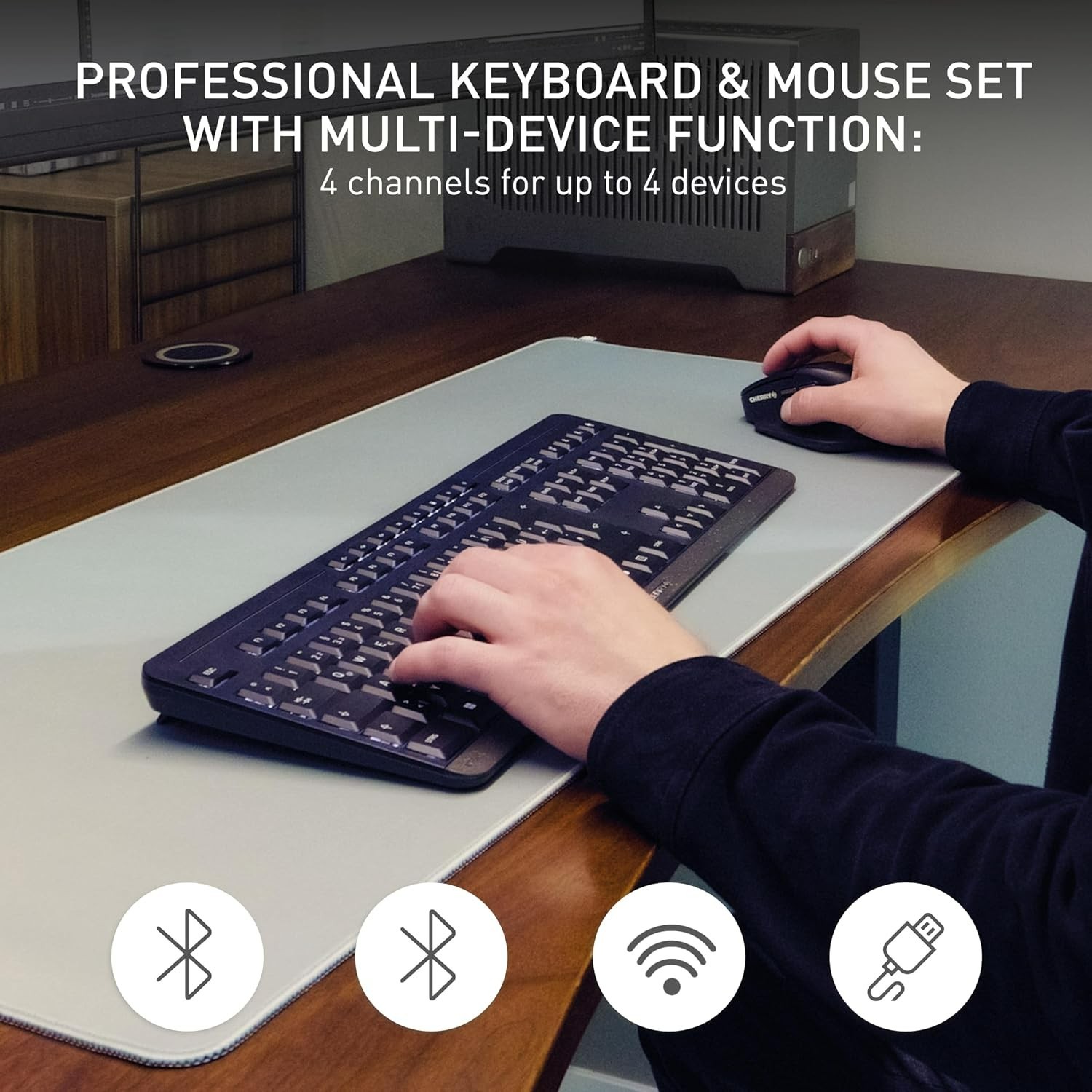 CHERRY Stream Desktop, Wireless Keyboard & Mouse Combo Black..