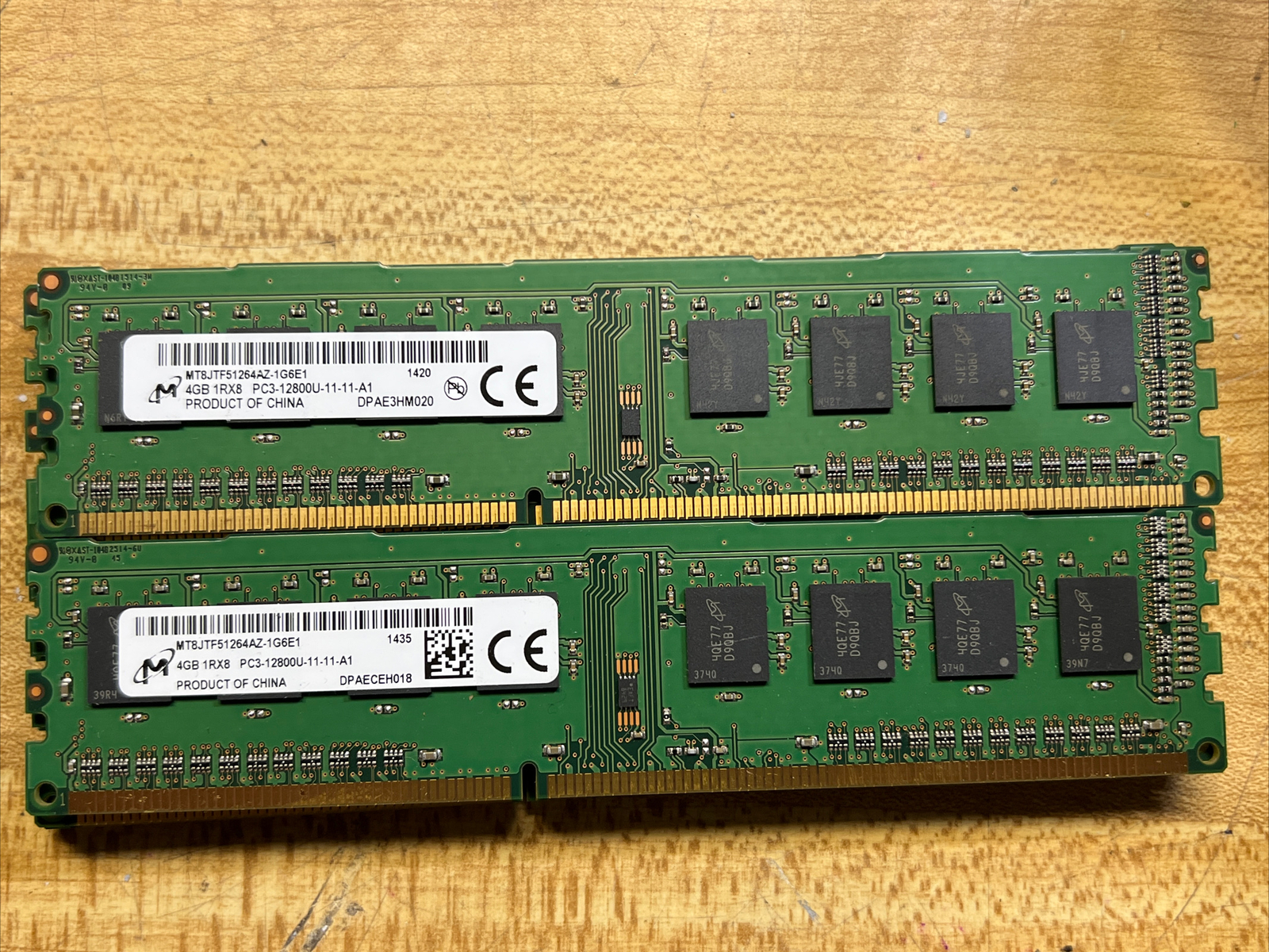 Micron 4GB 1Rx8 PC3-12800U | MT8JTF51264AZ-1G6E1 | computer ram memory Lot of 10
