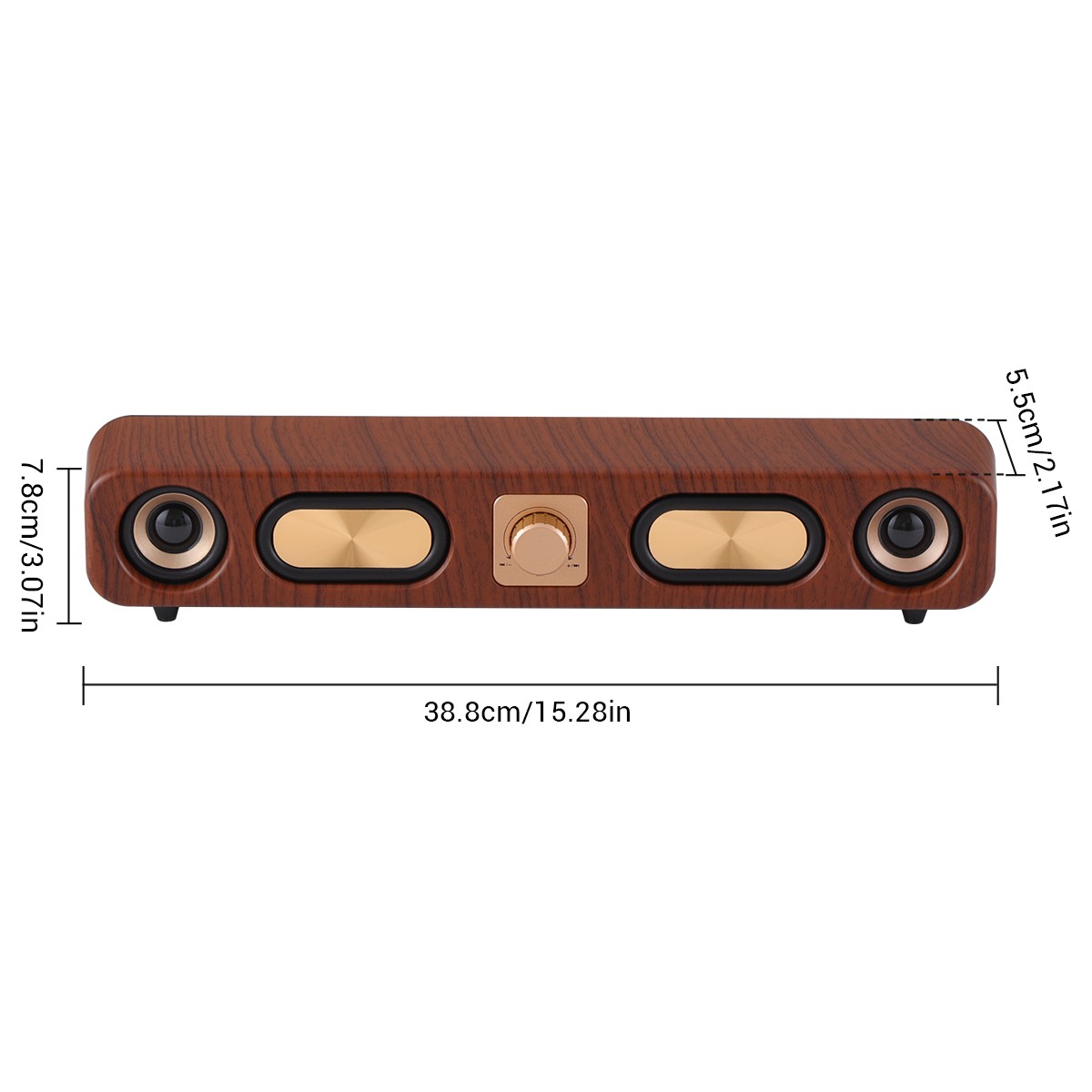 USB Retro Bluetooth Computer Speaker 2" 10W Sound-Bar w/ Dual Woofer for Desktop