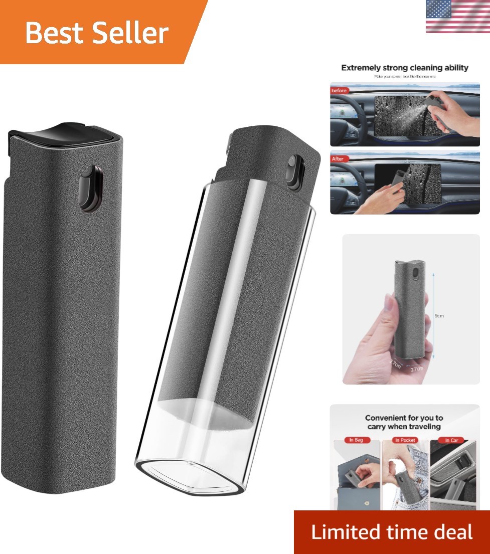 Reusable All-in-One Screen Cleaner with Transparent Shell - Gray, Easy to Carry