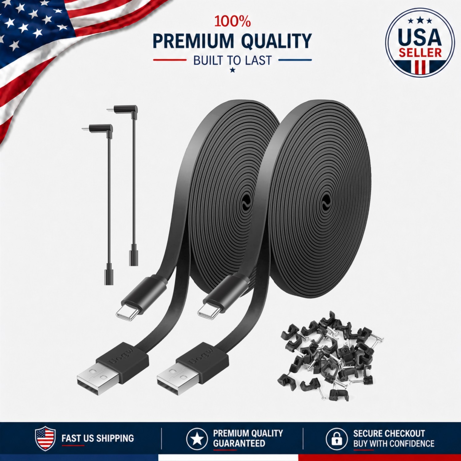 Multi-Functional 10FT Power Extension Cable for Wyze & Nest Cameras - 2 Pack