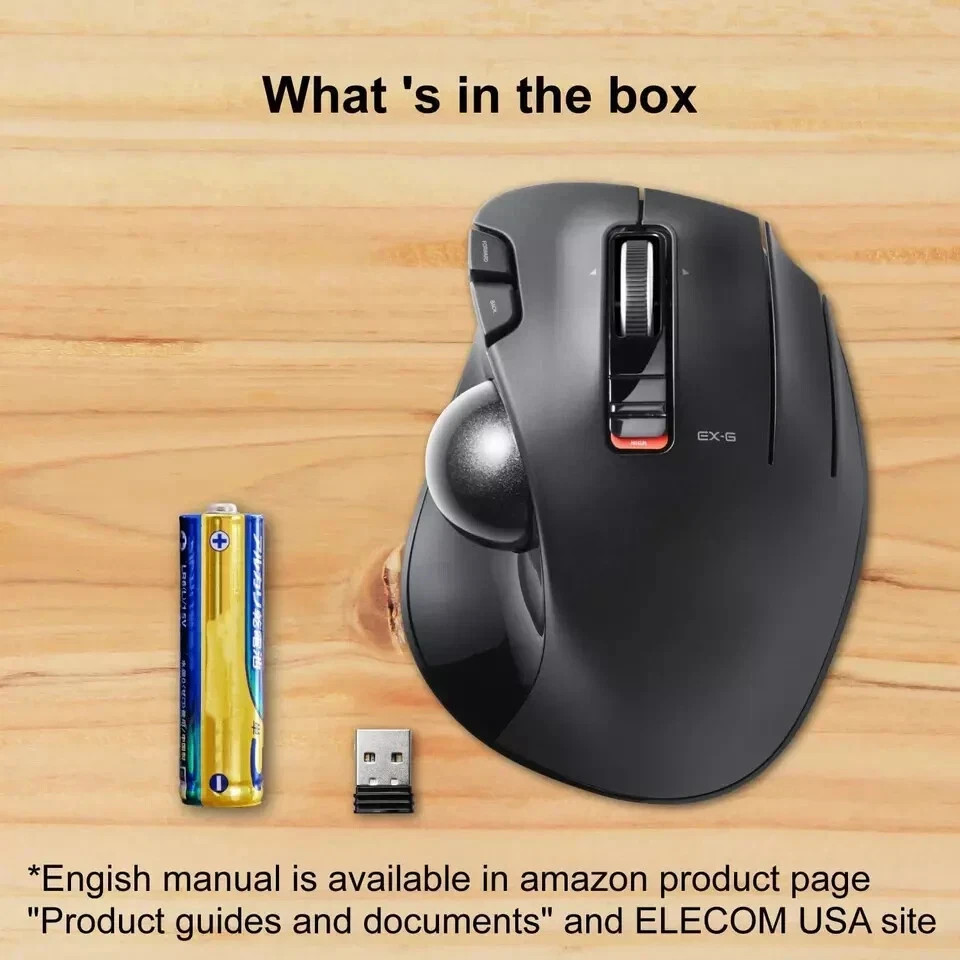 ELECOM EX-G Trackball Mouse, 2.4GHz USB Wireless, Ergonomic Design, Thumb Smooth