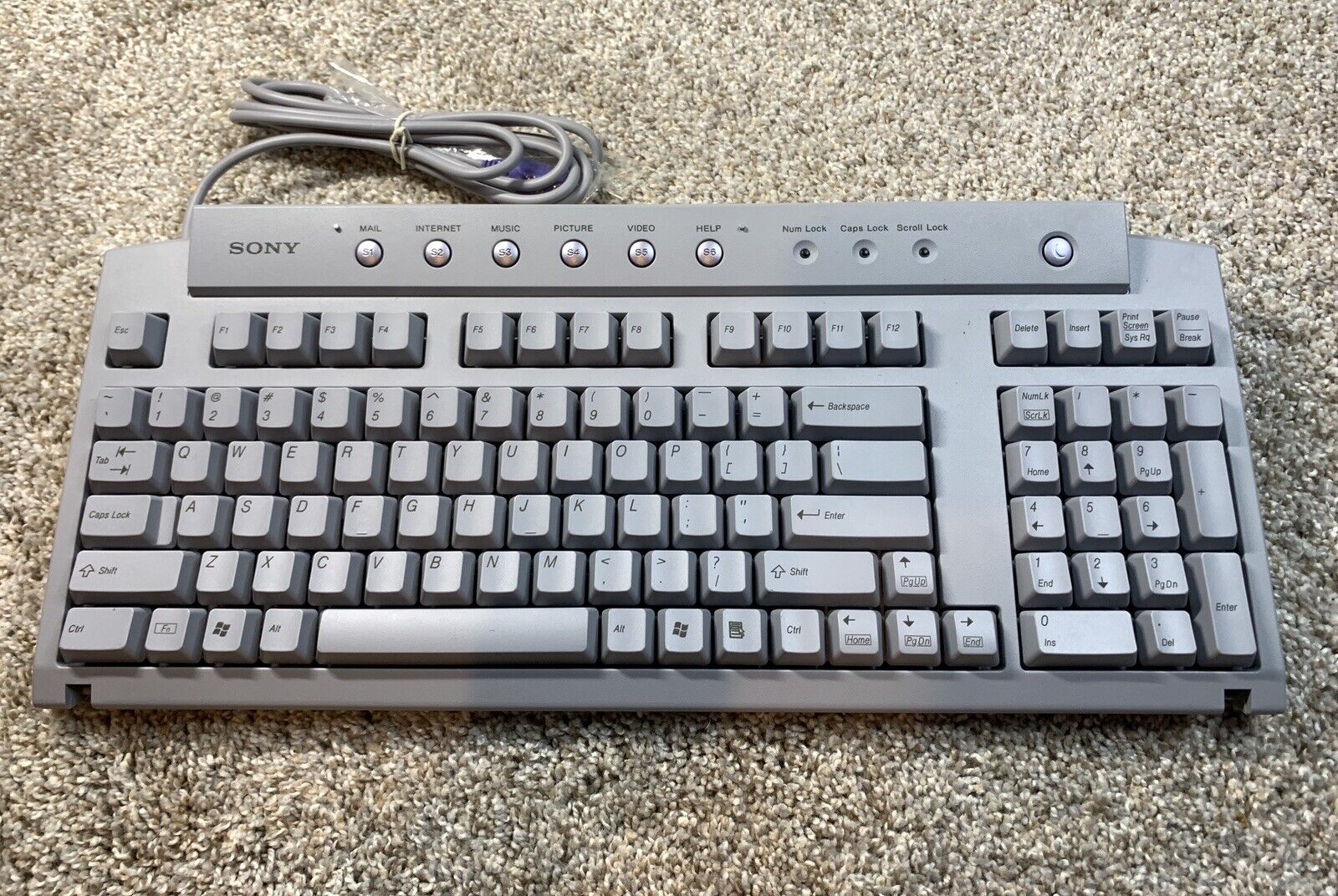 Sony Vaio 100-Key PS/2 Mechanical Keyboard Model: PCVA-KB1P/UB Vintage