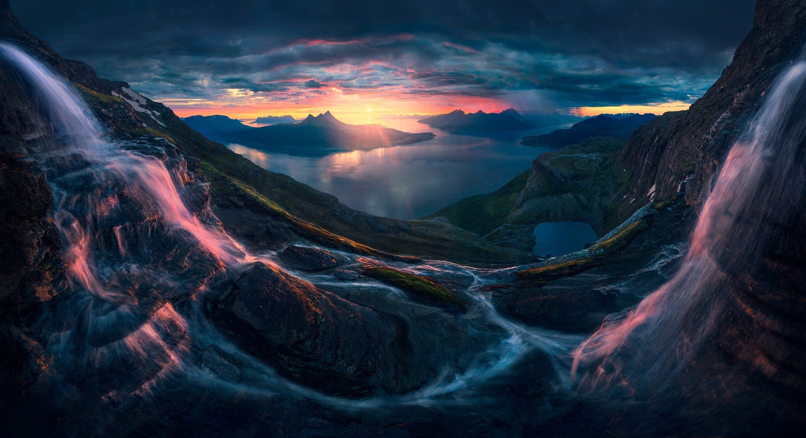 Landscape norway nordic s panorama nature sky sunlight Custom Gaming Mat Desk