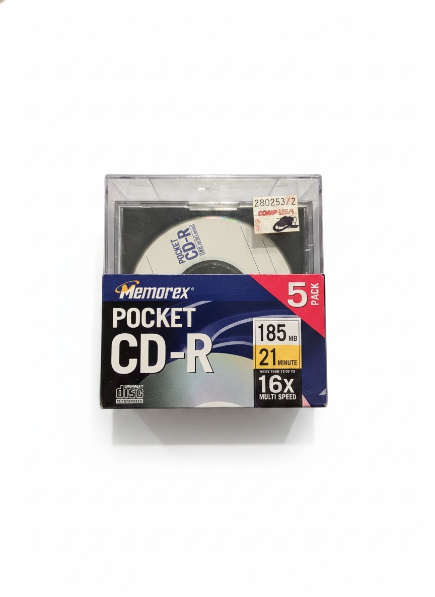 Memorex 185MB 21min 3" Pocket CD-R 16x Write Speed 5-Pack Sealed