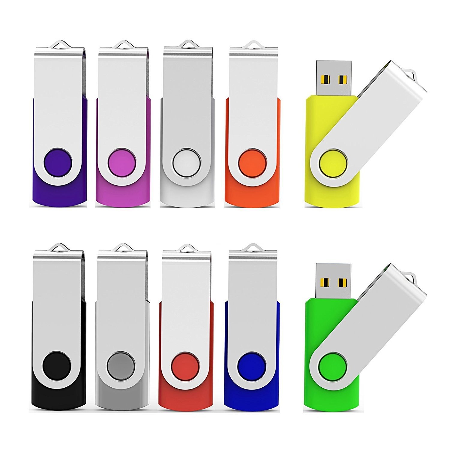10 Pieces 32GB USB Flash Drive 10 Pack USB 2.0 Memory Stick Thumbdrives (Mix ...
