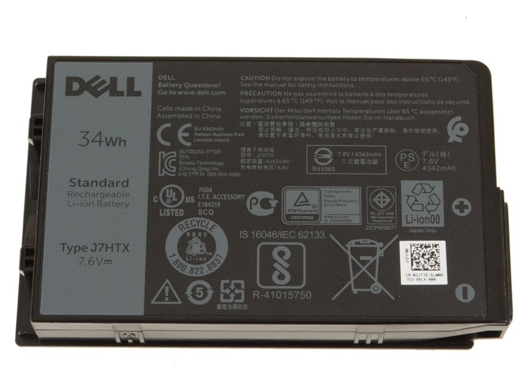 Dell Latitude Rugged Tablet Battery - Genuine - 7.6V 34Wh - J7HTX - New - 2JT7D