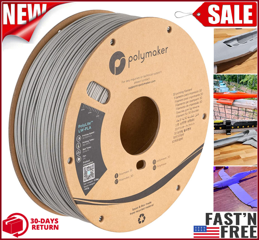 LW PLA Filament 1.75mm Pre-Foamed PLA 800g Lightweight 3D Filament Printer, Gray