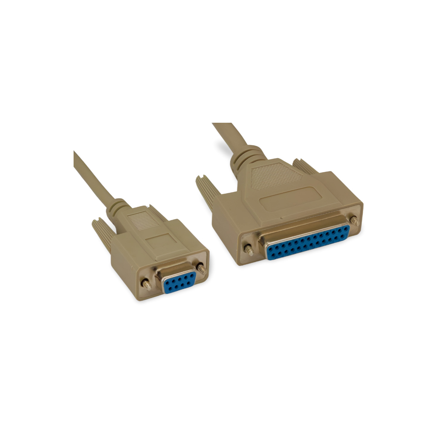 6ft Serial Null Modem Cable DB9 Female to DB25 Female - Beige