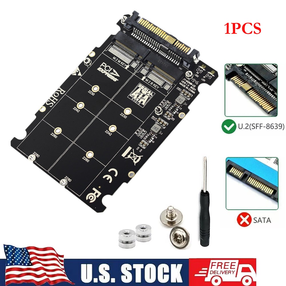 1PC M.2 NVME SSD Key M + NGFF SATA SSD Key B To U.2 SFF-8639 For Adapter Module