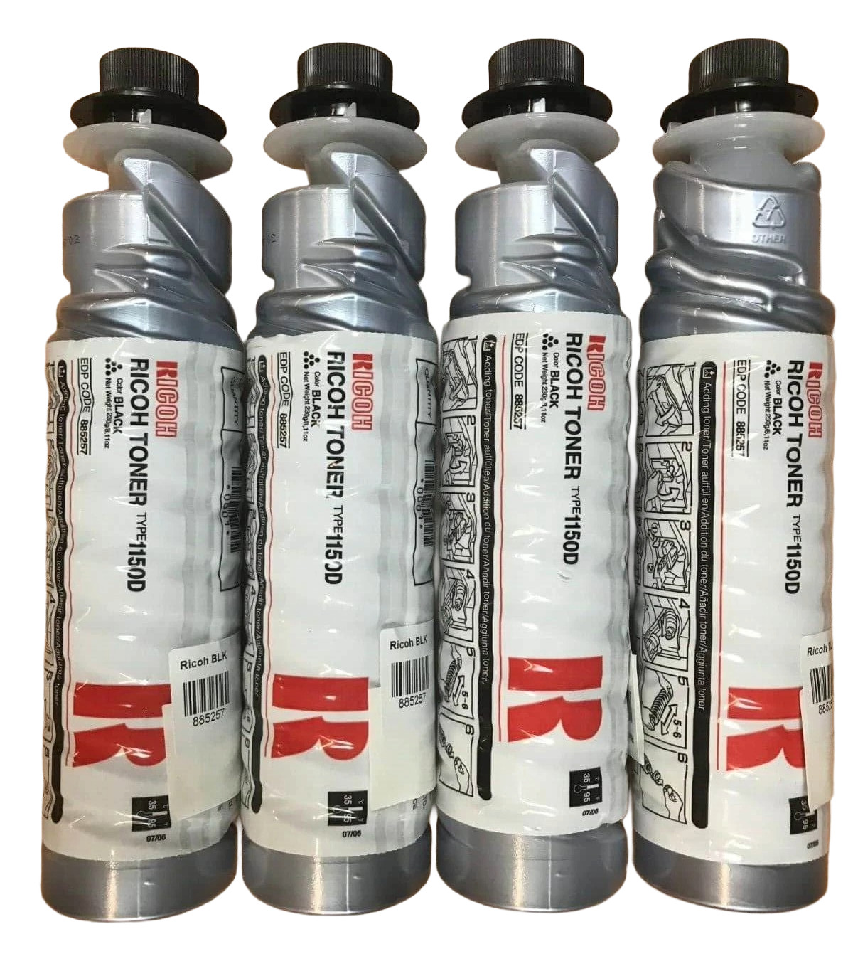 Genuine Ricoh Lanier Savin 885257 Black Toner Type 1150D 4-Pack "We Ship Fast"