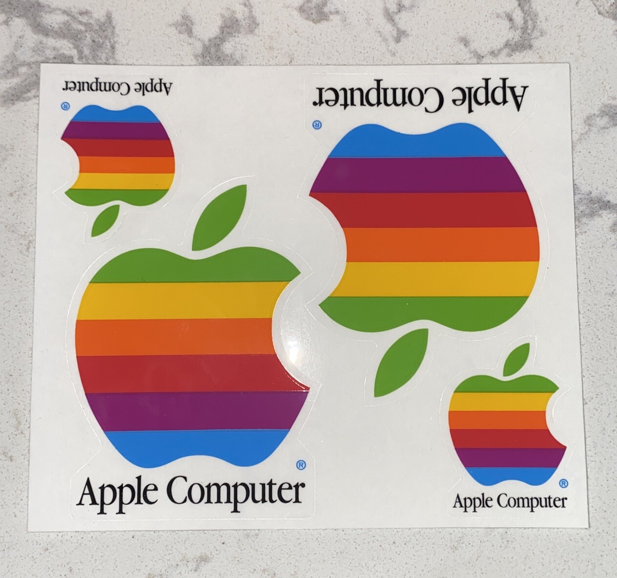 Vintage 80s Apple Macintosh Computer Decals Stickers 4 Sticker Sheet Rainbow Mac