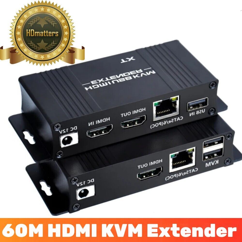 60M HDMI KVM Extender Splitter Loop POC over Ethernet 1080P Cat5e/6 1080P RJ45 
