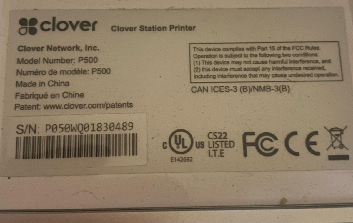 Clover thermal printer