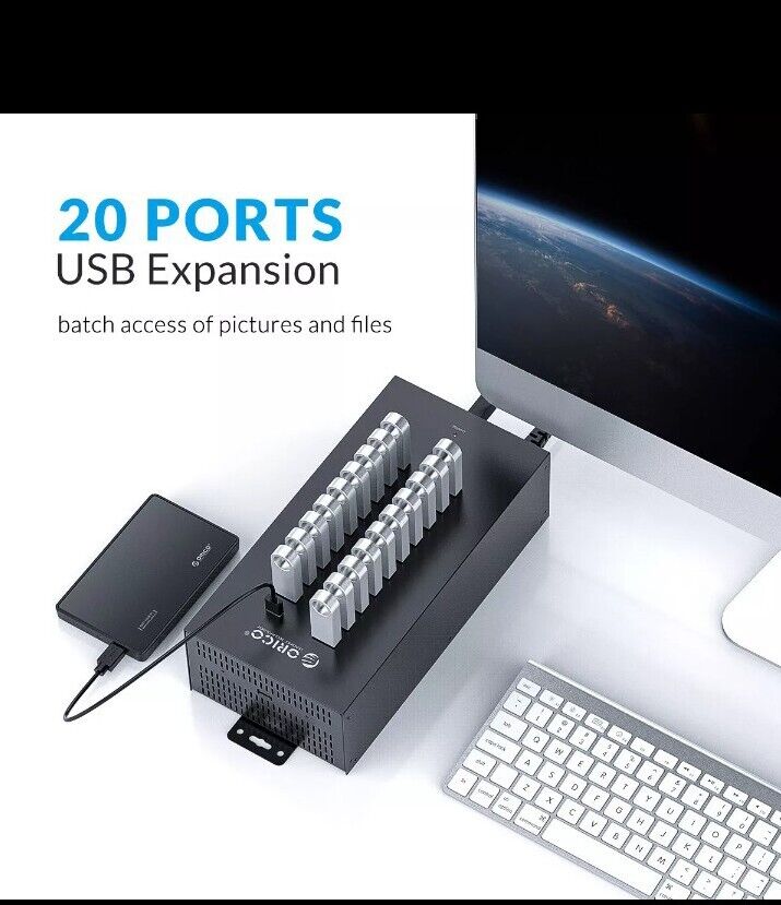 ORICO Industrial USB Hub 300W Powered Data Hub 20 Port USB2.0 Splitter NEW 