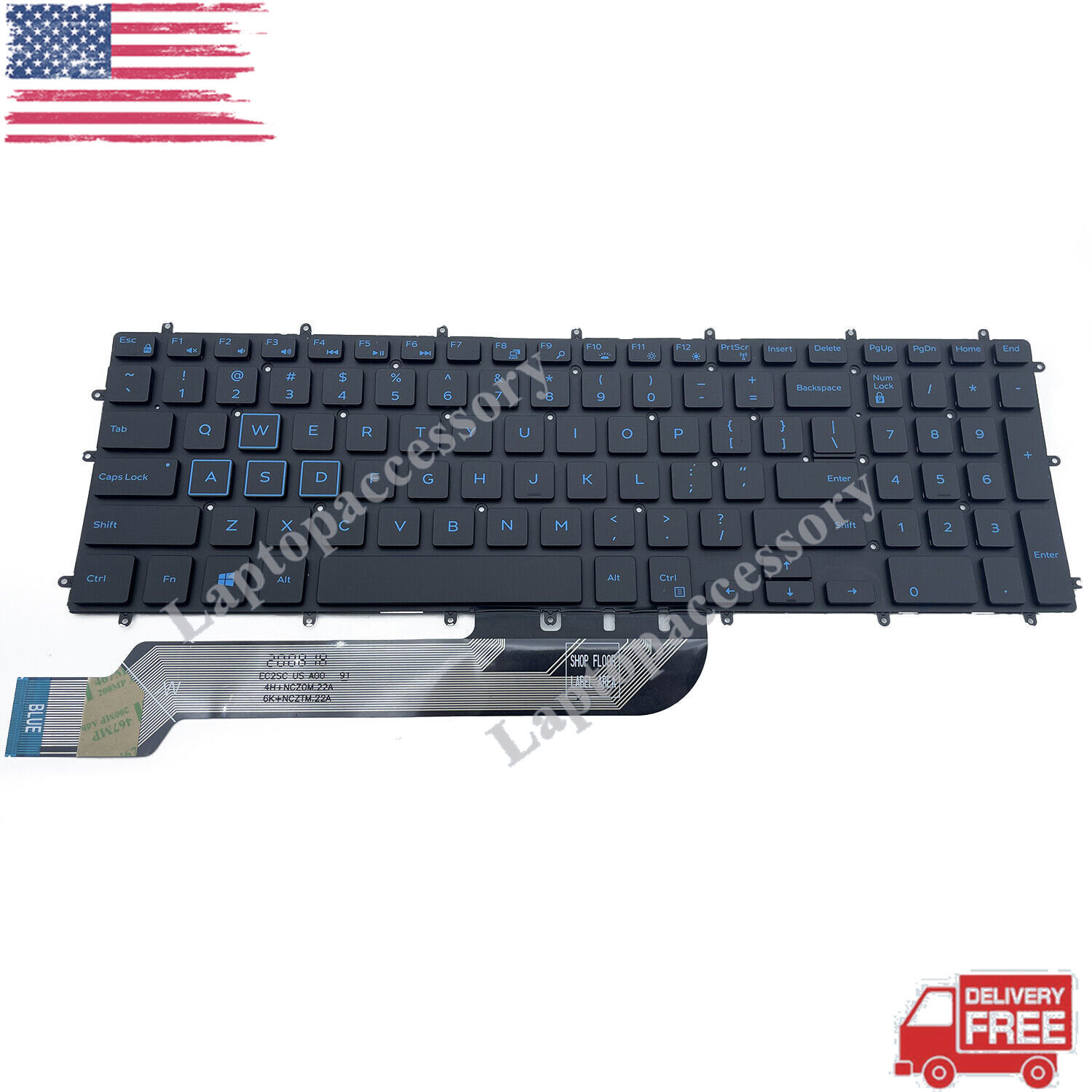 New Black Keyboard w/Blue Backlit For DELL G7 7588 7590 7790 G7 15 7588 M6JTP